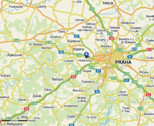 Mapa – Provozovna Hostivice